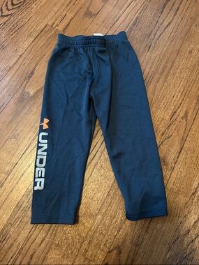 Under Armour Navy Kids' Athletic Joggers with Orange Logo